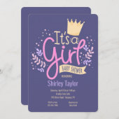 C'est une invitation à un Baby shower de fille (Devant / Derrière)