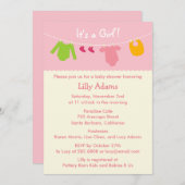 C'est une invitation à un Baby shower féminin (Devant / Derrière)