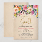 C'est une invitation à une baby shower pour fille (Devant / Derrière)