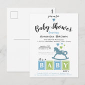 C'est une invitation à une baby shower pour garçon (Devant / Derrière)