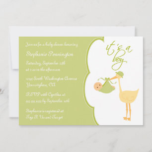 C'est une invitation au baby shower de cigogne ver
