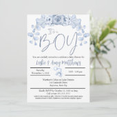 C'est une invitation au Baby shower garçon, Floral (Debout devant)