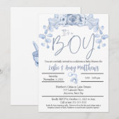 C'est une invitation au Baby shower garçon, Floral (Devant / Derrière)