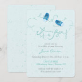 C'est une invitation baby shower de chaussures ble (Devant / Derrière)