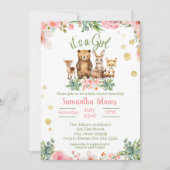 C'est une Invitation Baby shower de Fille Woodland (Devant)