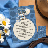 C'est une invitation de Baby shower bleu et beige 