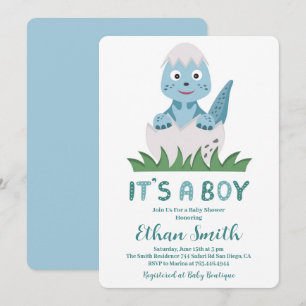 C'est une invitation de Baby shower Boy Cute Dinos