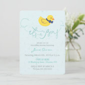 C'est une invitation de baby shower de canard bleu (Debout devant)