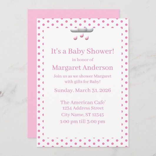 C'est une invitation de Baby shower de fille