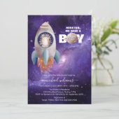 C'est une invitation de baby shower de fusée spati (Debout devant)