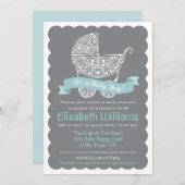 C'est une invitation de baby shower de garçon (Devant / Derrière)