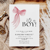 C'est une invitation de Baby shower de garçon rose