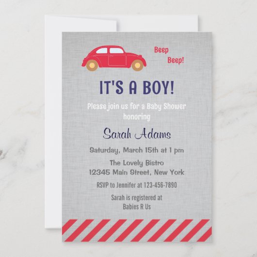 C'est une invitation de baby shower de voiture de (Devant)