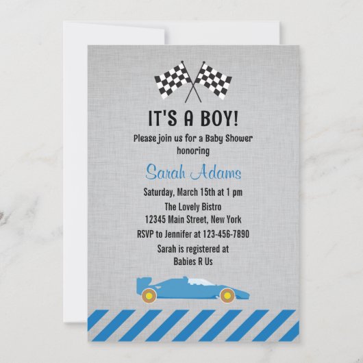 C'est une invitation de baby shower de voiture de (Devant)