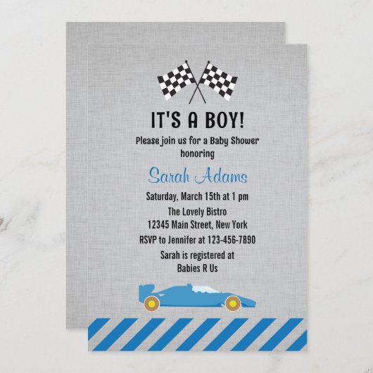 C'est une invitation de baby shower de voiture de (Devant / Derrière)