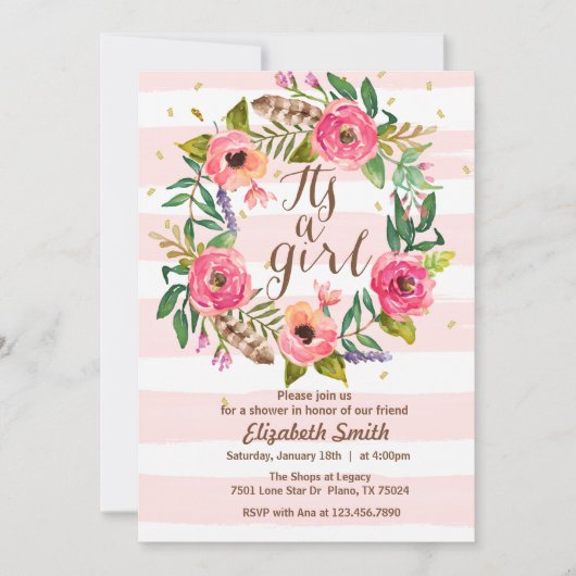 C'est une invitation de Baby shower fille (Devant)