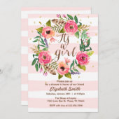 C'est une invitation de Baby shower fille (Devant / Derrière)