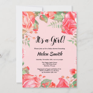 C'est une invitation de baby shower fille fleurs v