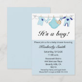 C'est une invitation de baby shower garçon (Devant / Derrière)