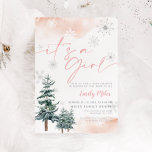 C'est une invitation pour les filles, baby shower<br><div class="desc">Baby shower d'hiver rose vif pour une fille.</div>