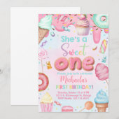 C'est une invitation Sweet One girl 1er anniversai (Devant / Derrière)