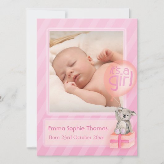 C'est une photo de fille carte de faire-part bébé  (Devant)