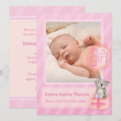 C'est une photo de fille carte de faire-part bébé (Devant / Derrière)
