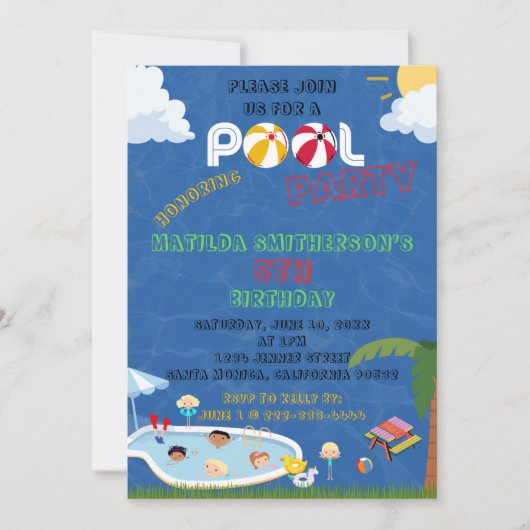 C'EST UNE Piscine Fête D'ANNIVERSAIRE Invitation (Devant)