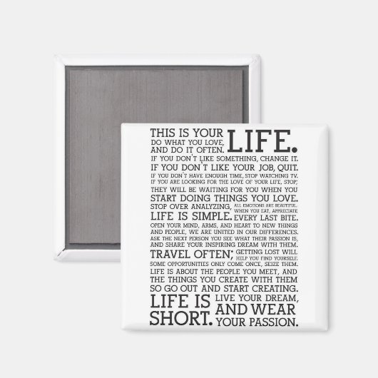 "C'EST VOTRE VIE" aimant frigo (Recto/Verso)