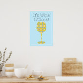 C'est Wine O'Clock ! Poster humoristique moderne (Cuisine)