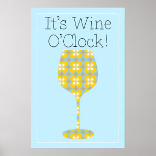C'est Wine O'Clock ! Poster humoristique moderne