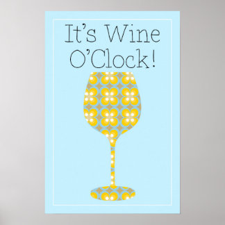 C'est Wine O'Clock ! Poster humoristique moderne