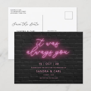 C'était toujours toi Neon Save the Date Invitation
