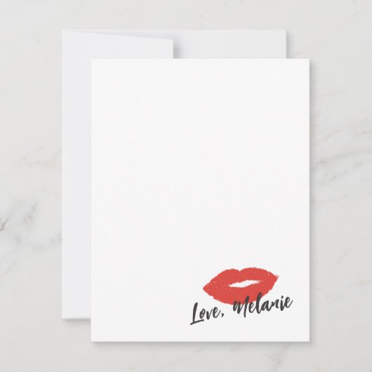 Cette carte de papier à lettres Kiss Script - Roug (Devant)