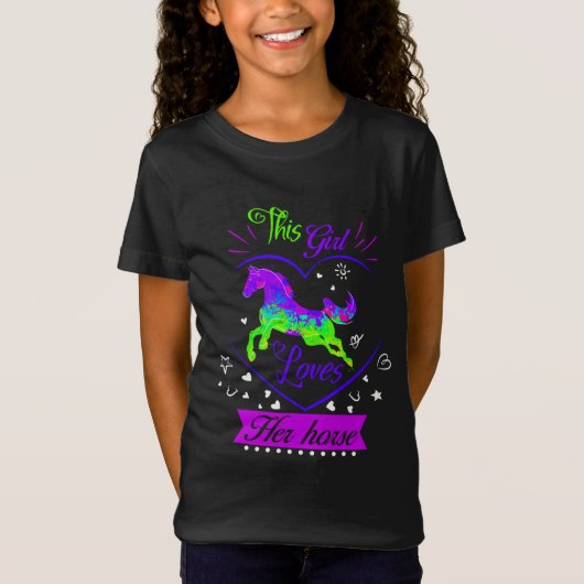 Cette Fille Aime Son Cheval T-Shirt Violet (Devant)