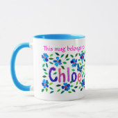 'Cette Mug appartient à Chloe' Ringer Mug (Gauche)