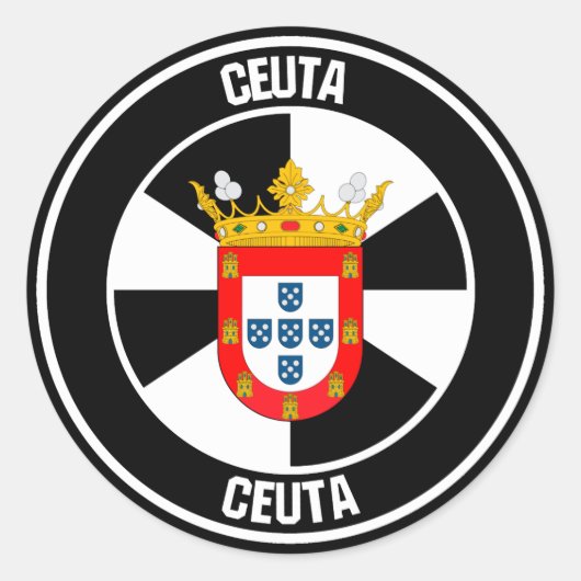 Ceuta Round Emblem Ronde Sticker (Voorkant)