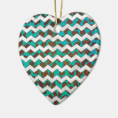 Cevron Dalmatian Brown en Blauwgroen Keramisch Ornament (Links)