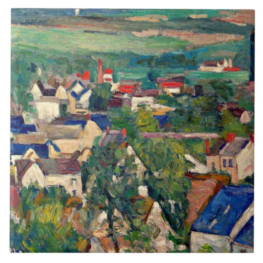 Cezanne - Auvers, panoramisch uitzicht, Tegeltje (Voorkant)
