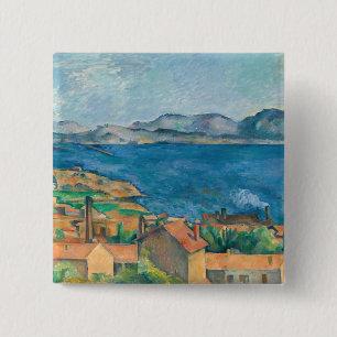 Cezanne - Baai van Marseille, Gezien vanuit L'Esta Vierkante Button 5,1 Cm