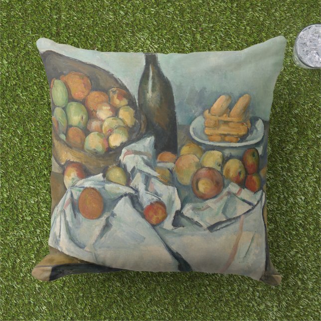 Cezanne Basket Appels Impressionisme Kunst Buitenkussen (Gras)