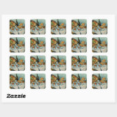 Cezanne Basket Appels Impressionisme Kunst Vierkante Sticker (Vel)