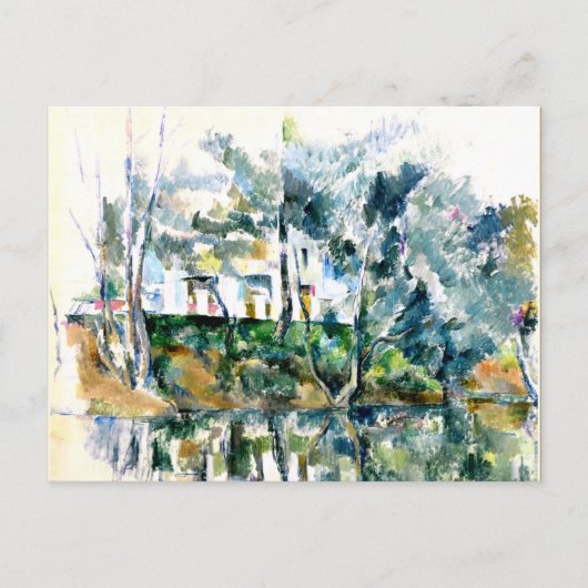 Cezanne - Bomen en huizen bij de Eure Briefkaart (Voorkant)