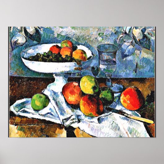 Cezanne - Compotier, Glass en Apple Poster (Voorkant)