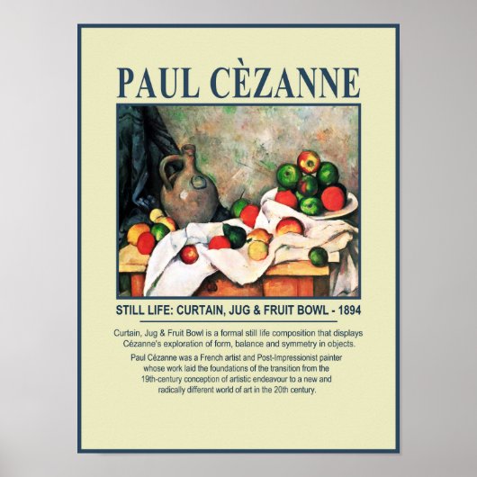 Cezanne Curtain Jug & Fruit Bowl Museum Poster (Voorkant)