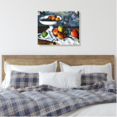 Cezanne - Fruitschaal, Glas, Appels Canvas Afdruk (Insitu (Slaapkamer))