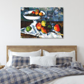 Cezanne - Fruitschaal, Glas, Appels Canvas Afdruk (Insitu (Slaapkamer))
