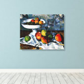 Cezanne - Fruitschaal, Glas, Appels Canvas Afdruk (Insitu (Houten vloer))