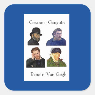 Cezanne, Gauguin, Renoir, Van Gogh Vierkante Sticker
