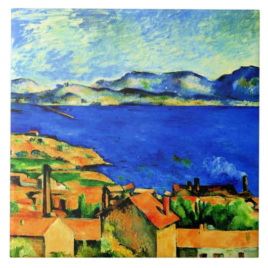 Cezanne - Golf van Marseille, beroemd schilderij,  Tegeltje (Voorkant)
